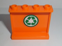 Part 60581pb058 - Panel 1 x 4 x 3 with Side Supports - Hollow Studs with Green Recycling Arrows Pattern on Inside (Sticker) - Set 60118 - De BrickPlaats