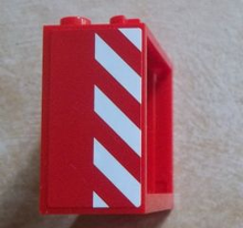 Part 60598pb002R - Window 2 x 4 x 3 - Hollow Studs with Red and White Danger Stripes Pattern on Right Side (Sticker) - Set 60023 - De BrickPlaats