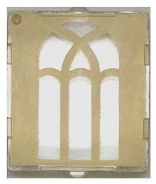 Part 60601pb017 - Glass for Window 1 x 2 x 2 Flat Front with Arched Tan Window Pattern - De BrickPlaats