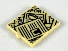Part 60601pb020 - Glass for Window 1 x 2 x 2 Flat Front with Scattered Newspapers Pattern - De BrickPlaats