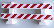 Part 6079pb09 - Fence 1 x 8 x 2 2/3 with Red and White Danger Stripes Pattern (Stickers) - Set 60200 - De BrickPlaats