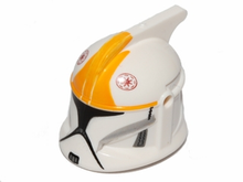 Part 61189pb15 - Minifigure, Headgear Helmet SW Clone Trooper with Holes, Bright Light Orange Markings, and Black Visor Pattern (Clone Pilot) - De BrickPlaats