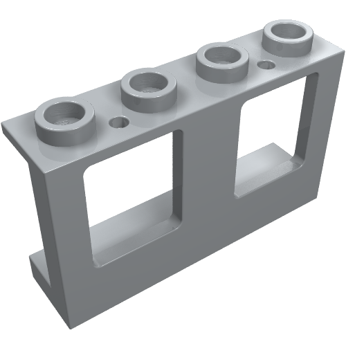 Part 61345 - Window 1 x 4 x 2 Plane, Single Top Hole and Single Bottom Hole for Glass - De BrickPlaats
