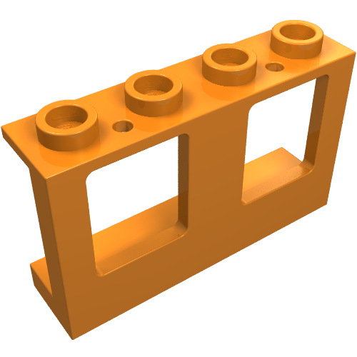 Part 61345 - Window 1 x 4 x 2 Plane, Single Top Hole and Single Bottom Hole for Glass - De BrickPlaats