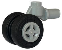 Part 61483c01 - Technic Pin with Dual Wheels Holder with Light Bluish Gray Wheels and Black Tires (61483 / 4624 / 59895) - De BrickPlaats