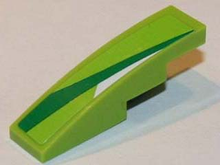 Part 61678pb064L - Slope, Curved 4 x 1 with Green and White Pattern Model Left Side (Sticker) - Set 8864 - De BrickPlaats