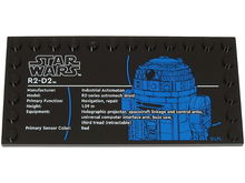 Part 6178pb043 - Tile, Modified 6 x 12 with Studs on Edges with Star Wars Logo and 'R2-D2' Pattern - De BrickPlaats