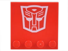 Part 6179pb223 - Tile, Modified 4 x 4 with Studs on Edge with White Transformers Autobot Symbol Pattern - De BrickPlaats