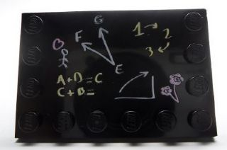 Part 6180pb044 - Tile, Modified 4 x 6 with Studs on Edges with Blackboard Pattern - De BrickPlaats