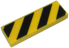 Part 63864pb128 - Tile 1 x 3 with Black Danger Stripes Pattern - De BrickPlaats