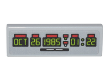 Part 63864pb200 - Tile 1 x 3 with Time Machine Digital Clock Lime 'OCT 26 1985 01:22' Pattern (Sticker) - Set 10300 - De BrickPlaats