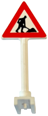 Part 649pb09 - Road Sign Triangle with Worker and 1 Pile Pattern - De BrickPlaats