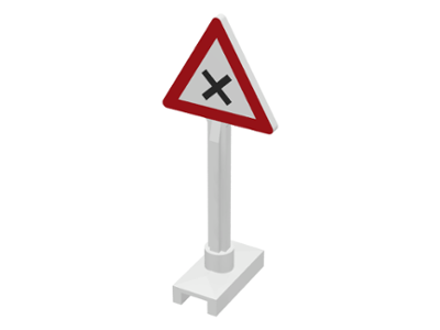 Part 649pb12 - Road Sign Triangle with Dangerous Intersection Pattern - De BrickPlaats