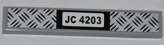 Part 6636pb064 - Tile 1 x 6 with Tread Plate and 'JC 4203' Pattern (Sticker) - Set 4203 - De BrickPlaats