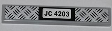 Part 6636pb064 - Tile 1 x 6 with Tread Plate and 'JC 4203' Pattern (Sticker) - Set 4203 - De BrickPlaats