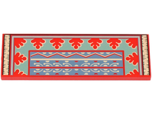 Part 69729pb163 - Tile 2 x 6 with Sand Blue and Sand Green Carpet with Leaves, Tan Lines, Geometric Shapes and Fringe Pattern - De BrickPlaats