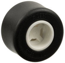 Part 74967c01 - Wheel 8mm D. x 9mm, Hole Notched for Wheels Holder Pin, Reinforced Back with Black Tire 14mm D. x 9mm Smooth Small Wide Slick (74967 / 30028) - De BrickPlaats
