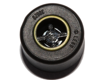 Part 74967pb01c01 - Wheel 8mm D. x 9mm for Slicks, Hole Notched for Wheels Holder Pin, Reinforced Back with Yellow Rim Edge Pattern with Black Tire 14mm D. x 9mm Smooth Small Wide Slick (74967pb01 / 30028) - De BrickPlaats