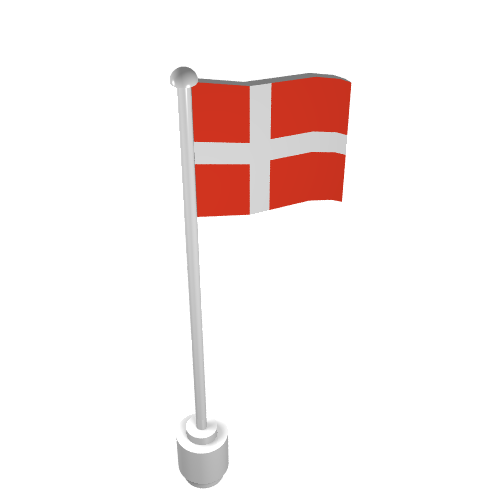 Part 777p03 - Flag on Flagpole, Wave with Denmark Pattern - De BrickPlaats