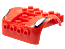 Part 80481pb01 - Vehicle, Mudguard 6 x 4 with 4 Studs on Front with White Headlights Pattern - De BrickPlaats