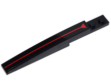 Part 85970pb016 - Slope, Curved 10 x 1 with Red Line and Triangle Pattern (Sticker) - Set 70905 - De BrickPlaats