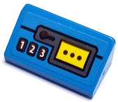 Part 85984pb418 - Slope 30 1 x 2 x 2/3 with White Number 1, 2, 3 Buttons, Keyhole and Yellow Rectangle with 3 Black Dots Pattern (Sticker) - Set 70422 - De BrickPlaats