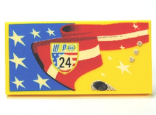 Part 87079pb0052L - Tile 2 x 4 with Stars and Stripes, 'WGP 24' Pattern Model Left Side - De BrickPlaats