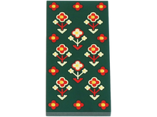 Part 87079pb1507 - Tile 2 x 4 with Red, Tan and Yellow Geometric Flowers Pattern - De BrickPlaats
