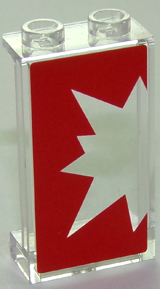 Part 87544pb037L - Panel 1 x 2 x 3 with Side Supports - Hollow Studs with Red Starburst Explosion Left Half on Transparent Background Pattern (Sticker) - Set 41235 - De BrickPlaats