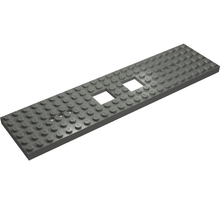 Part 92088 - Train Base 6 x 24 with 2 Square Cutouts and 3 Round Holes Each End, Reinforced on Bottom - De BrickPlaats