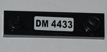 Part 92593pb006 - Plate, Modified 1 x 4 with 2 Studs without Groove with 'DM 4433' Pattern (Sticker) - Set 4433 - De BrickPlaats
