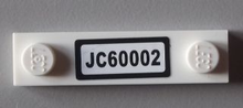 Part 92593pb010 - Plate, Modified 1 x 4 with 2 Studs without Groove with 'JC60002' Pattern (Sticker) - Set 60002 - De BrickPlaats