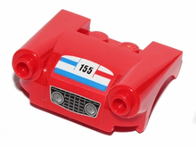Part 93597pb005 - Vehicle, Mudguard 3 x 4 with Grille, Headlights, Blue and Red Stripes and '155' Pattern (Stickers) - Set 30193 - De BrickPlaats