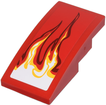 Part 93606pb004L - Slope, Curved 4 x 2 with White and Yellow Flames Pattern Model Left Side (Sticker) - Set 9441 - De BrickPlaats