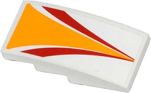 Part 93606pb012 - Slope, Curved 4 x 2 with Red and Bright Light Orange Stripes Pattern (Sticker) - Set 60019 - De BrickPlaats