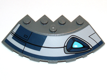 Part 95188pb13L - Brick, Round Corner 6 x 6 with Slope 33 Edge, Facet Cutout with Blue Eye and Black Lines Pattern Model Left Side (Sticker) - Set 75013 - De BrickPlaats