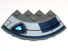 Part 95188pb13R - Brick, Round Corner 6 x 6 with Slope 33 Edge, Facet Cutout with Blue Eye and Black Lines Pattern Model Right Side (Sticker) - Set 75013 - De BrickPlaats