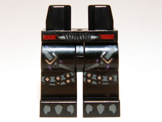 Part 970c00pb0232 - Hips and Legs with Red Belt, Silver Buckles and Dark Bluish Gray Talons Pattern - De BrickPlaats