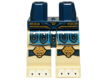 Part 970c02pb09 - Hips and Tan Legs with Blue Loincloth, Gold Knee Pads and Belt and White Claws Pattern - De BrickPlaats
