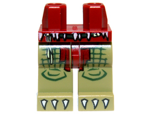 Part 970c155pb03 - Hips and Olive Green Legs with Dark Red Loincloth and White Claws Pattern - De BrickPlaats