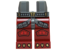 Part 970c59pb04 - Hips and Dark Red Legs with Dark Bluish Gray Straps, Red Knee Pads and Gold Talons Pattern - De BrickPlaats