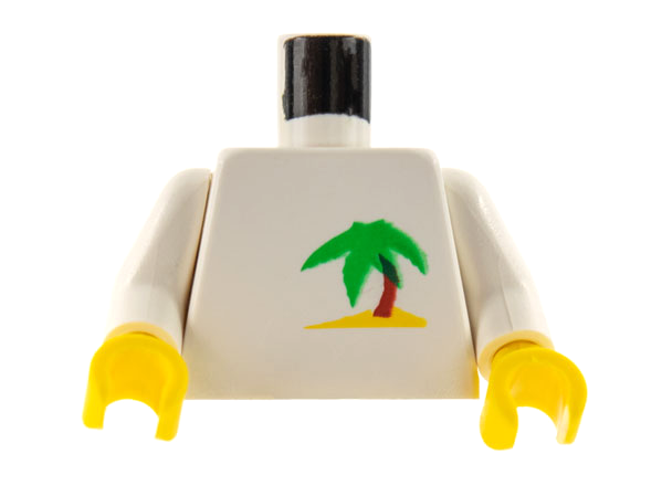 Part 973pb0017c01 - Torso Paradisa Palm Tree Pattern / White Arms / Yellow Hands - De BrickPlaats
