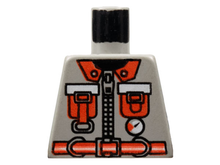 Part 973pb0251 - Torso Fire Shirt with Zipper, Gauge, Neon Orange Pockets, Belt, and Lapels Pattern - De BrickPlaats