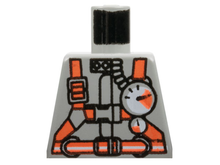 Part 973pb0340 - Torso Fire Shirt with Gauge, Neon Orange Belt and Straps Pattern - De BrickPlaats