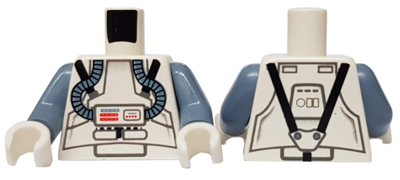 Part 973pb0362c01 - Torso SW Clone Pilot with Sand Blue Hoses, Black Straps Pattern / Sand Blue Arms / White Hands - De BrickPlaats