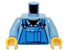 Part 973pb0410c01 - Torso Mechanic Overalls with Silver Wrenches and Fasteners, Yellow Pen, and Black Undershirt Pattern / Medium Blue Arms / Yellow Hands - De BrickPlaats