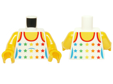 Part 973pb0567c01 - Torso City Female White Top with Rainbow Stars Pattern / Yellow Arms / Yellow Hands - De BrickPlaats