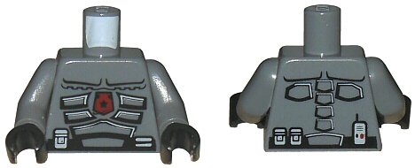 Part 973pb0575c01 - Torso Space Police 3 Officer Pattern / Dark Bluish Gray Arms / Black Hands - De BrickPlaats