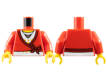 Part 973pb0580c01 - Torso Sweater Cropped with Bow, Heart Necklace Pattern / Red Arms / Yellow Hands - De BrickPlaats