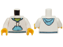 Part 973pb0631c01 - Torso Hooded Sweatshirt with Medium Blue Pocket and Drawstring Front, Medium Blue Hood Back Pattern / White Arms / Yellow Hands - De BrickPlaats